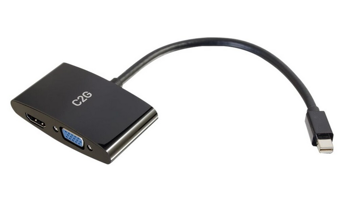 C2G : 8in Mini DisplayPort to 4K HDMI or VGA Adapter - Black