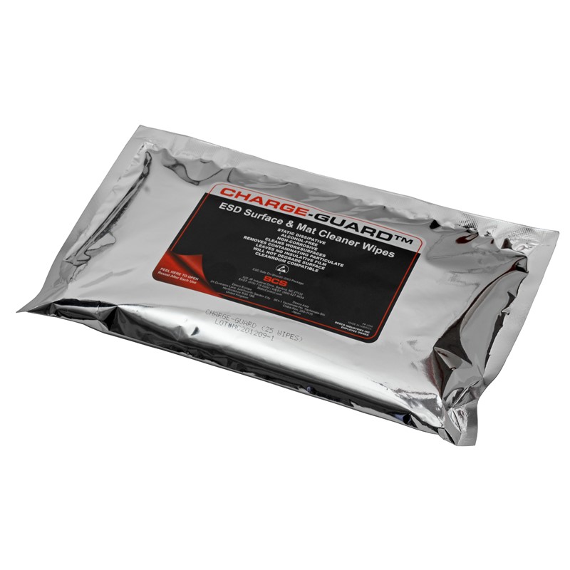 SCS Charge-Guard™ ESD Surface and Mat Cleaner, 25 Wipes